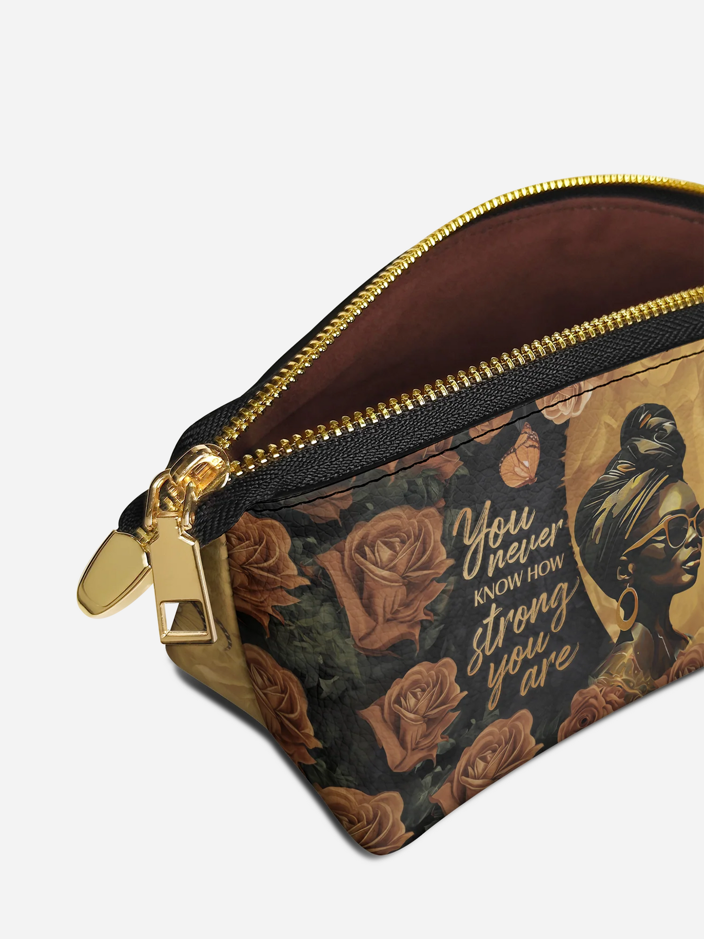 Melaniva Choice of Strength Leather Eclipse Makeup Bag