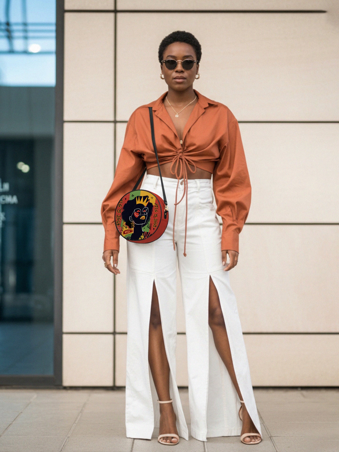Melaniva Crowned Muse Red Leather Circle Crossbag Deal - Melaniva