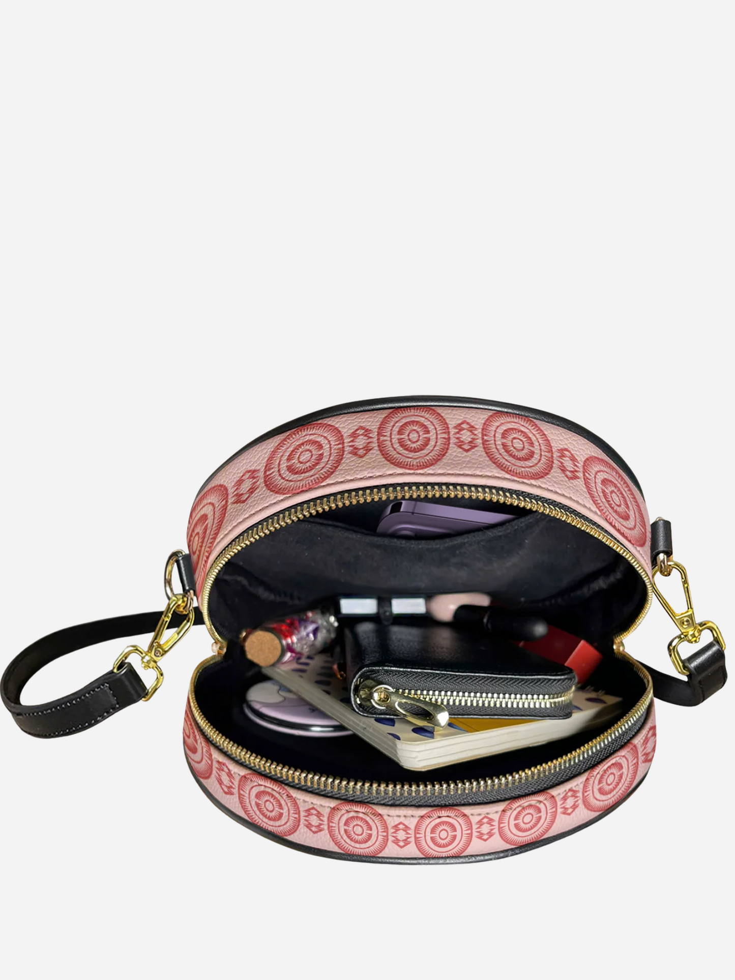Melaniva Dope Mom Pink Leather Circle Crossbody Bag
