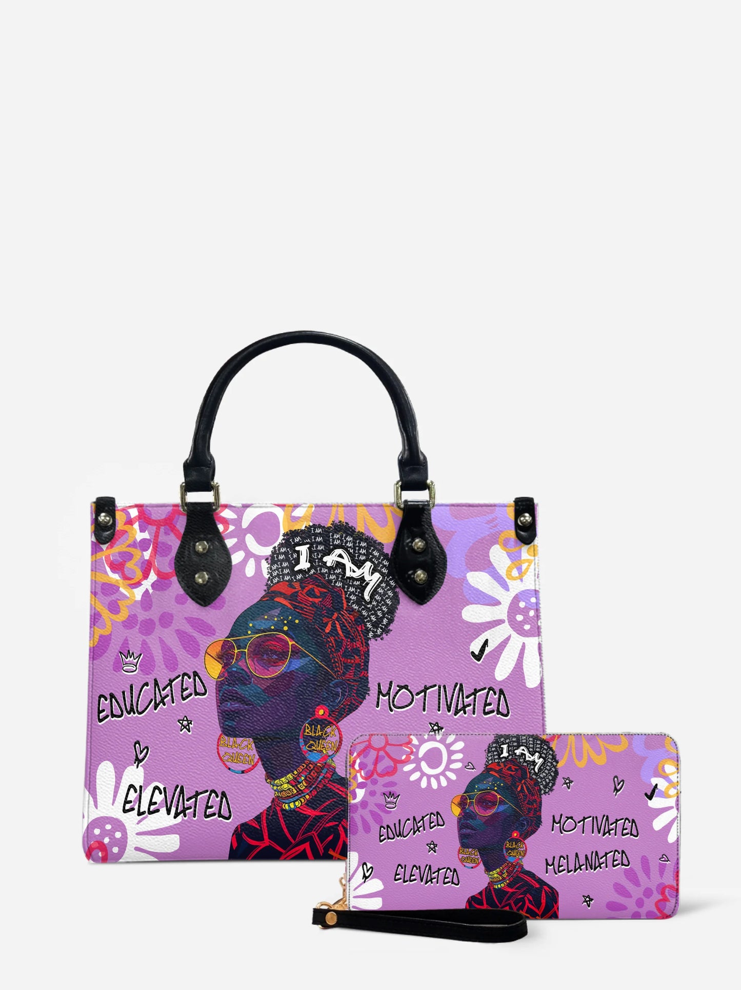 Melaniva I Am Elevated Purple Leather Handbag Deal (FREE WALLET) - Melaniva