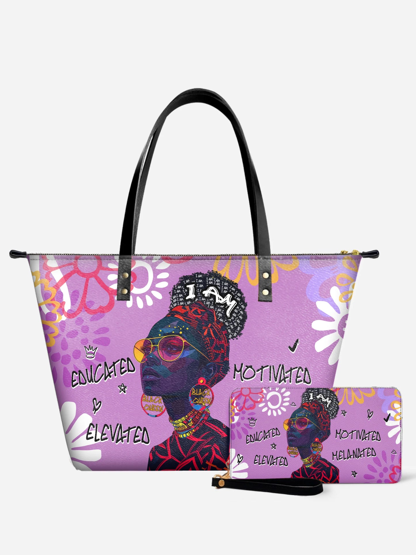 Melaniva I Am Elevated Purple Leather Tote Bag Deal (FREE WALLET) - Melaniva