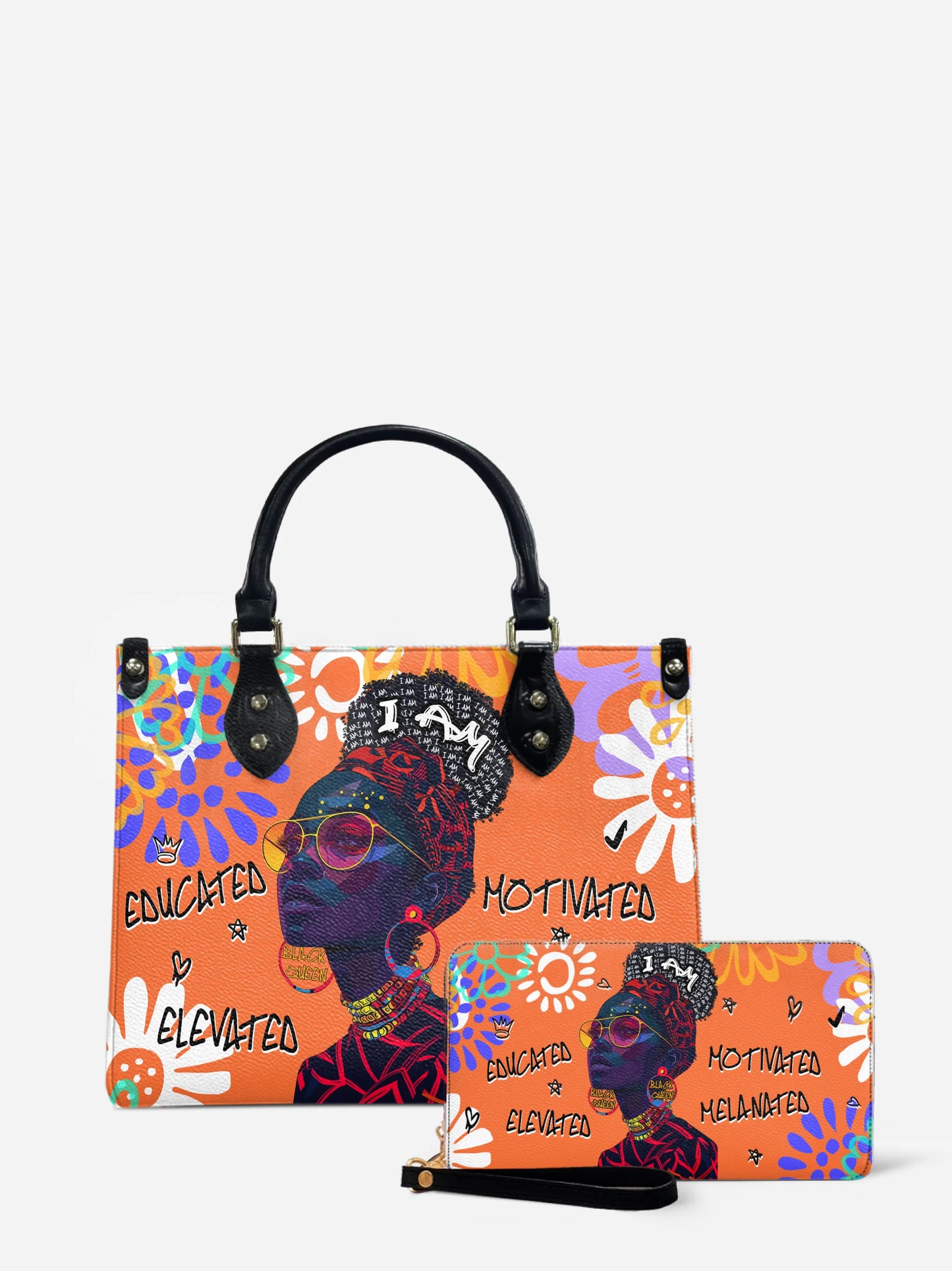 Melaniva I Am Elevated Orange Leather Handbag Deal (FREE WALLET) - Melaniva