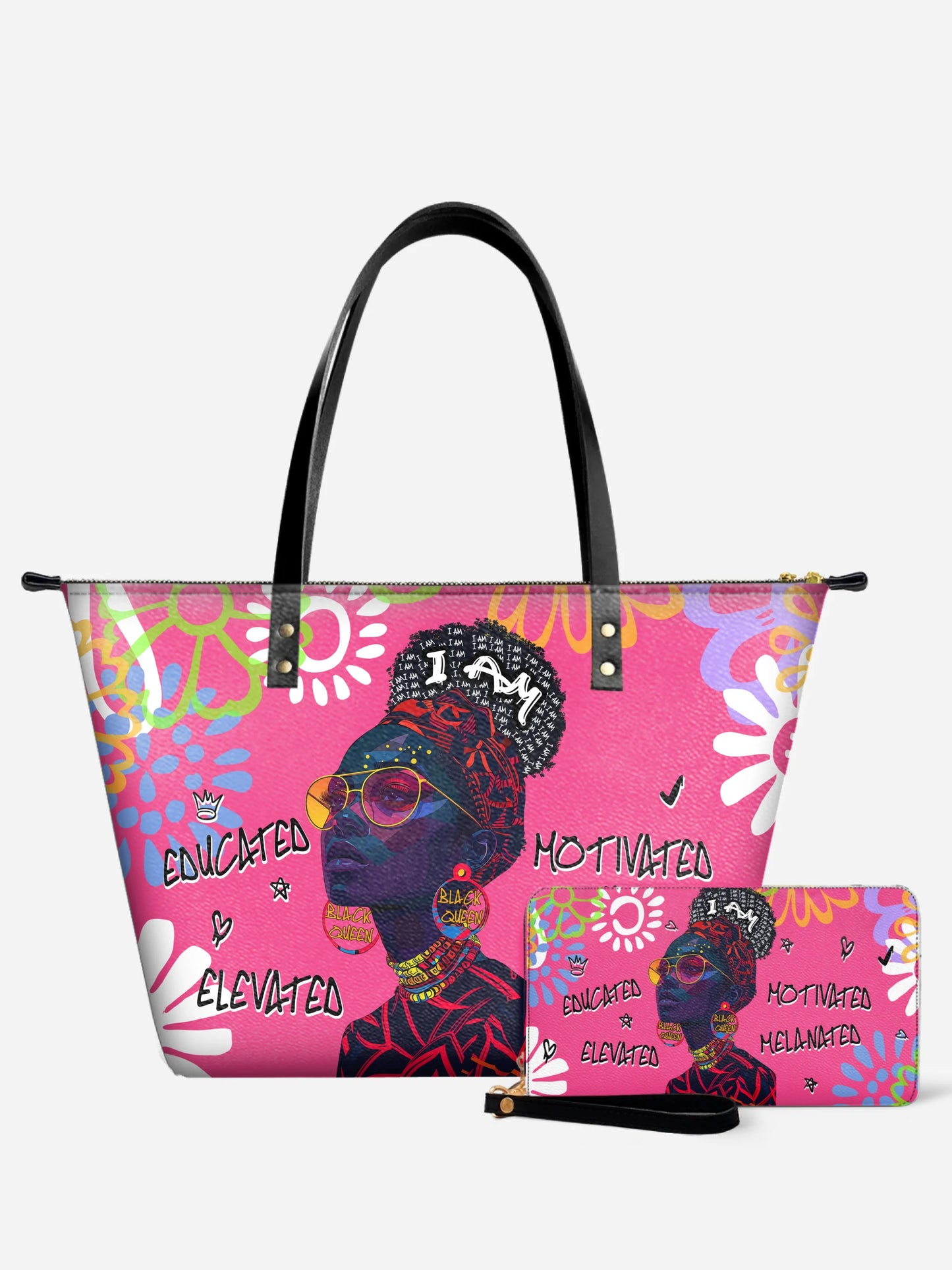 Melaniva I Am Elevated Pink Leather Tote Bag Deal (FREE WALLET) - Melaniva