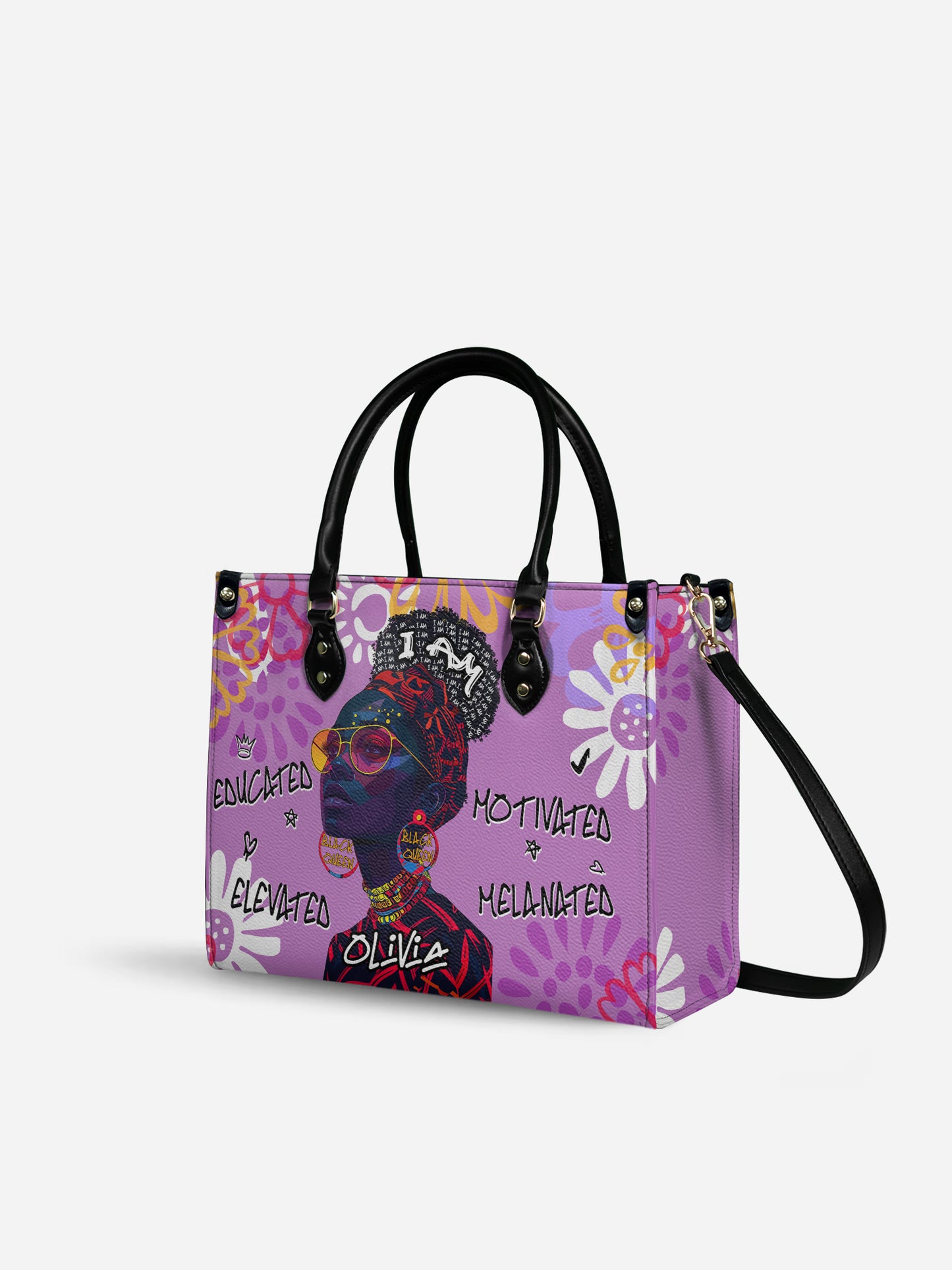 Melaniva I Am Elevated Purple Leather Handbag Deal (FREE WALLET)
