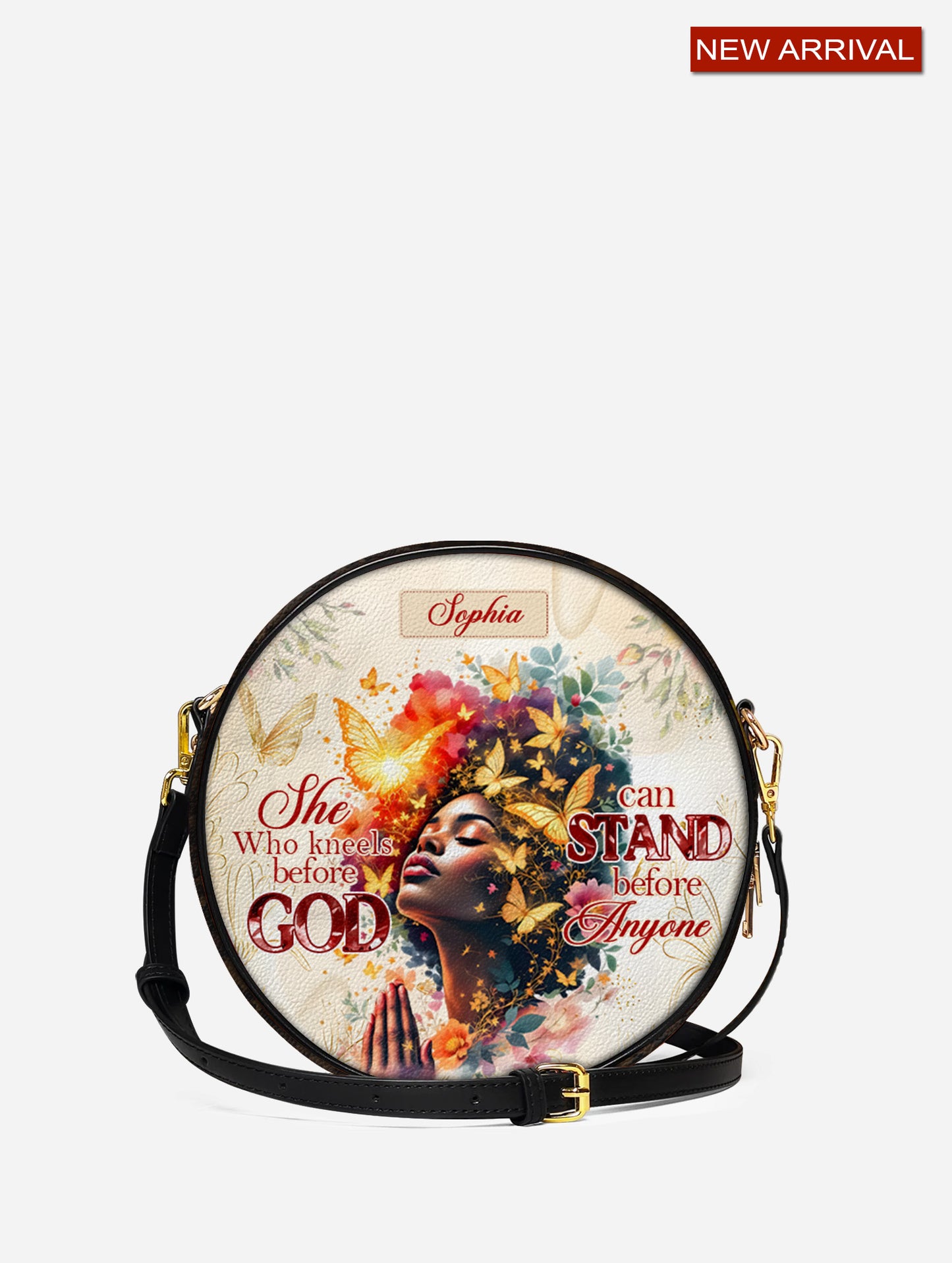 Melaniva Power of Prayer Leather Circle Crossbody Bag