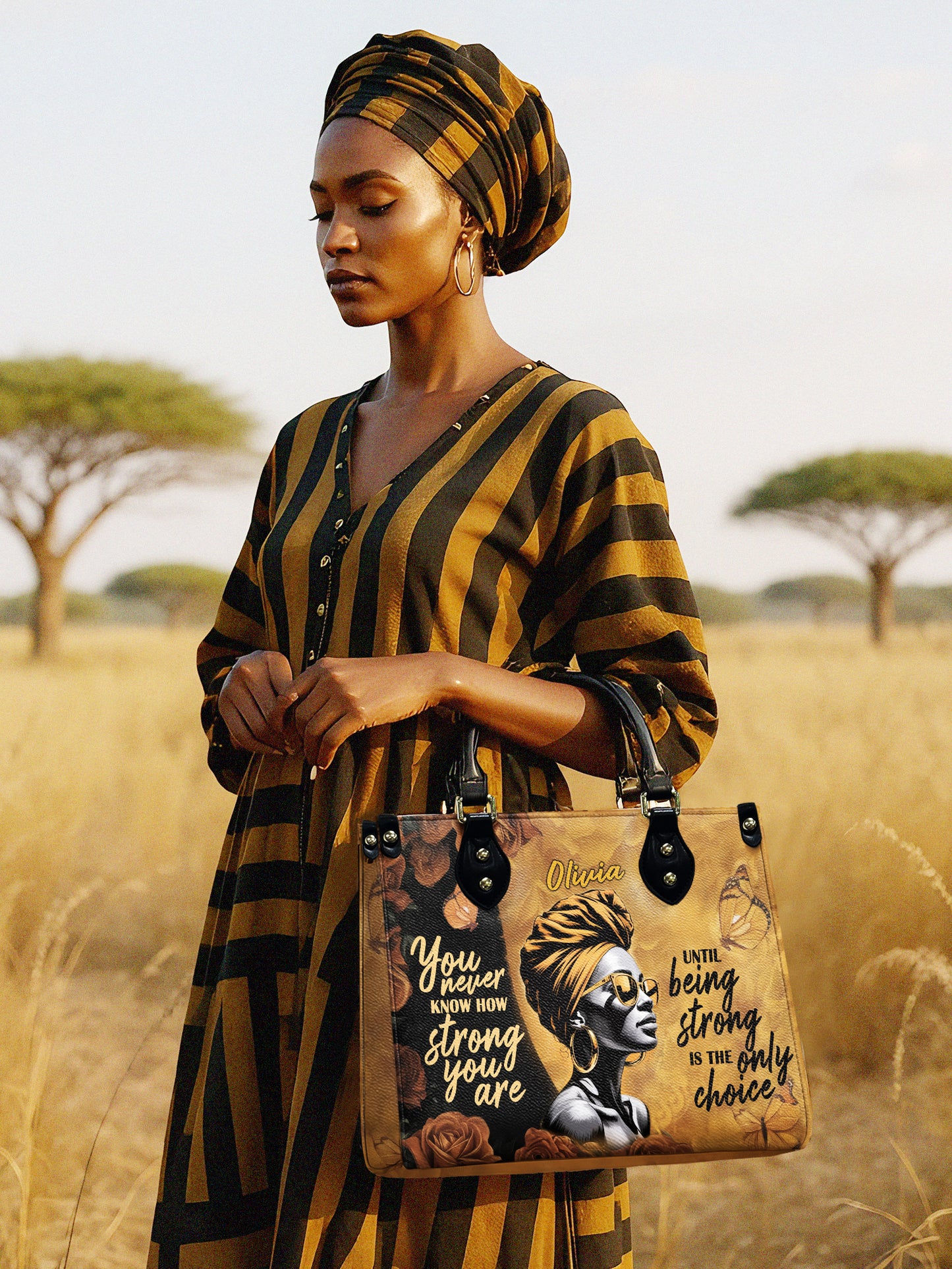 Melaniva Strength Is My Choice Leather Handbag - Melaniva