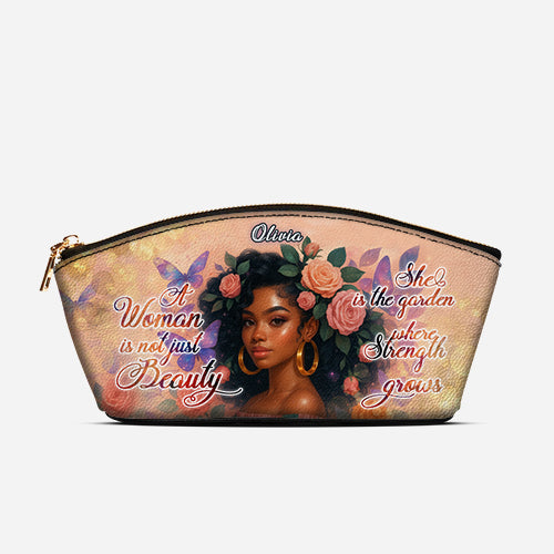 Melaniva Garden Beauty Woman Leather Eclipse Makeup Bag