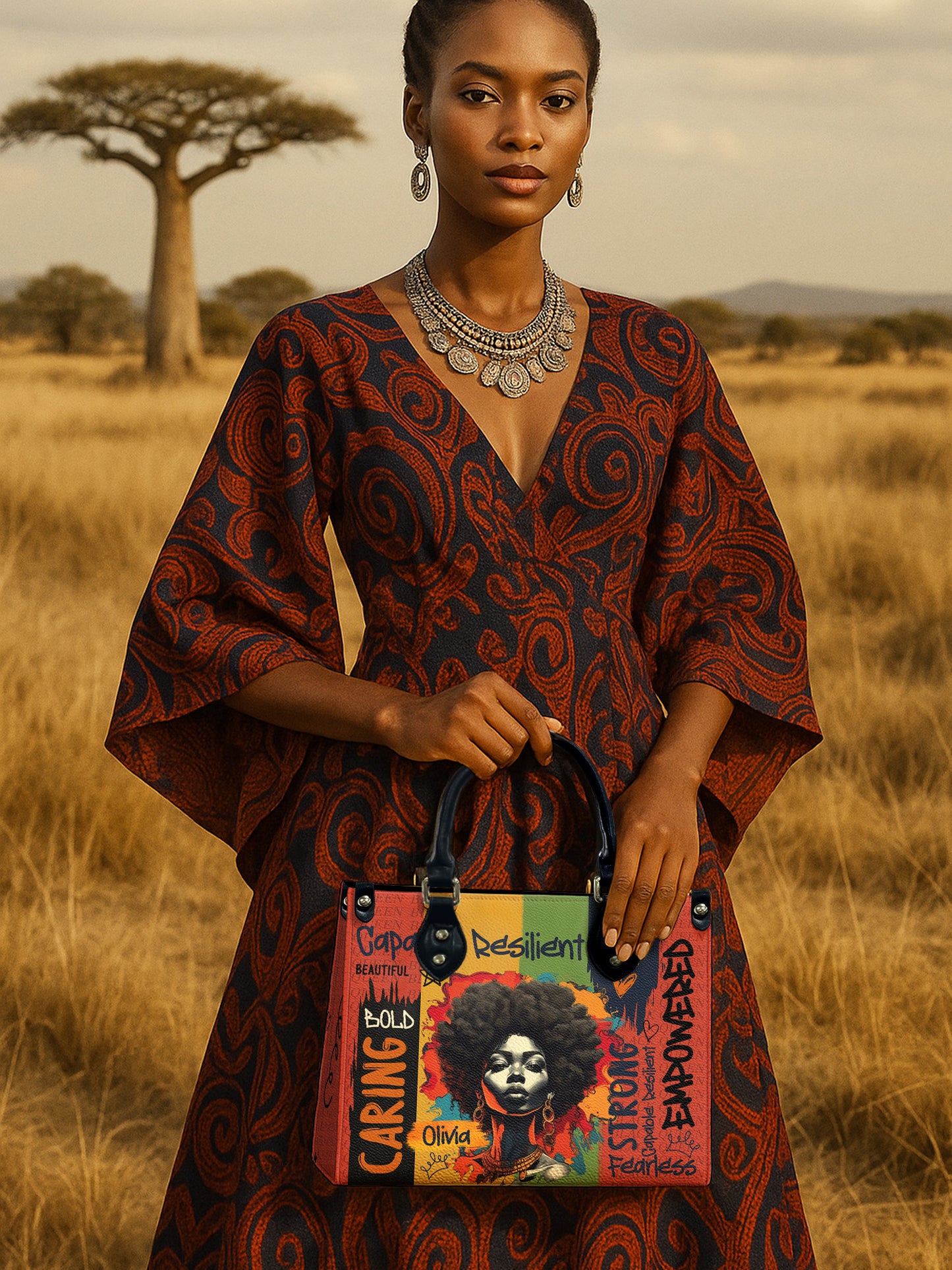 Melaniva Empowered Essence Red Leather Handbag