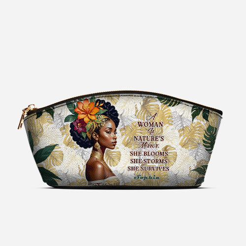 Melaniva Eternal Blossom Leather Eclipse Makeup Bag