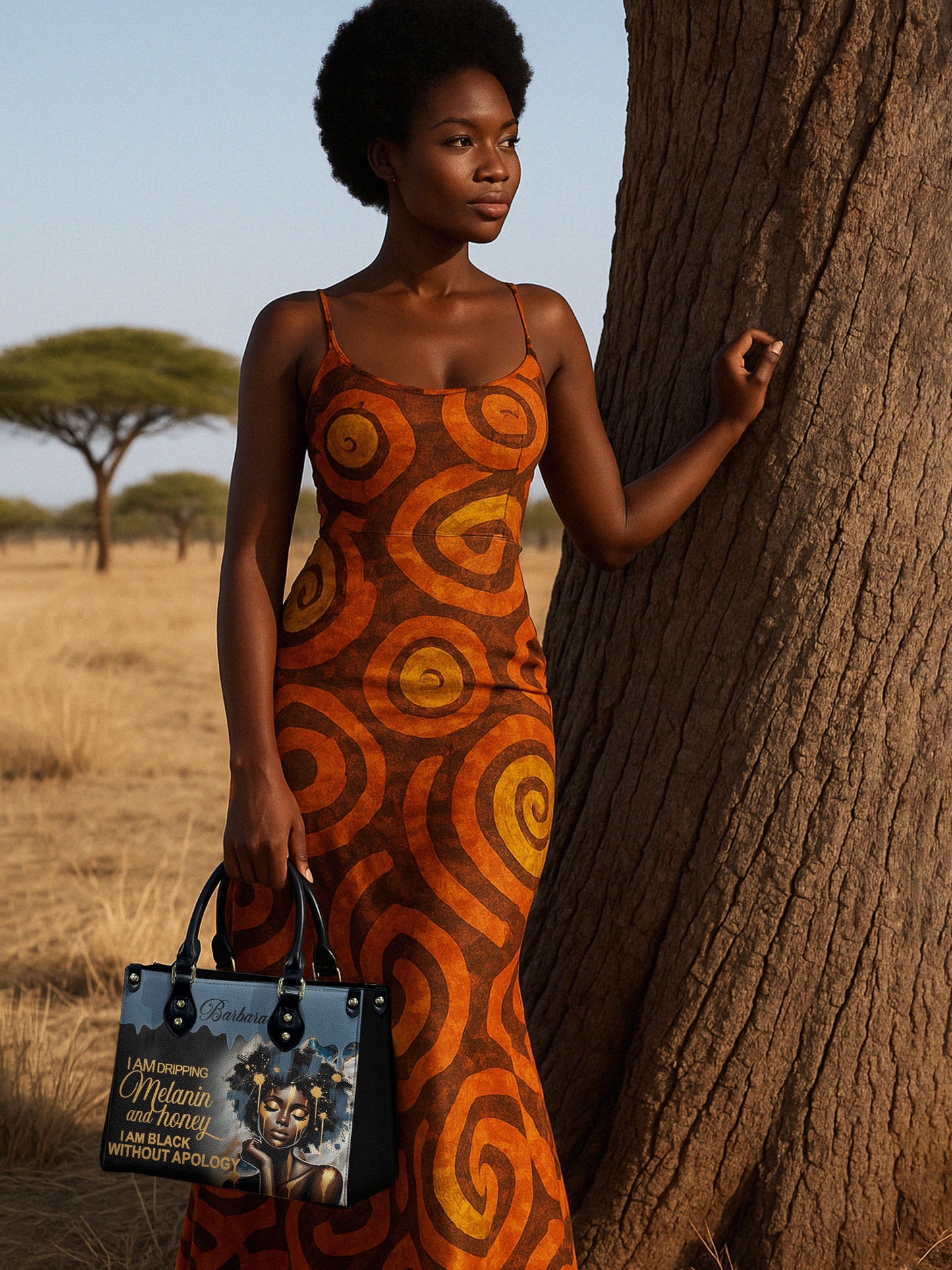 Melaniva Dripping Melanin Power Leather Handbag