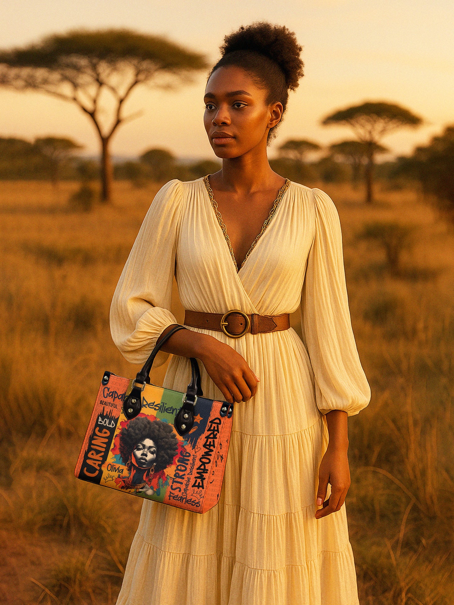 Melaniva Empowered Essence Orange Leather Handbag Deal