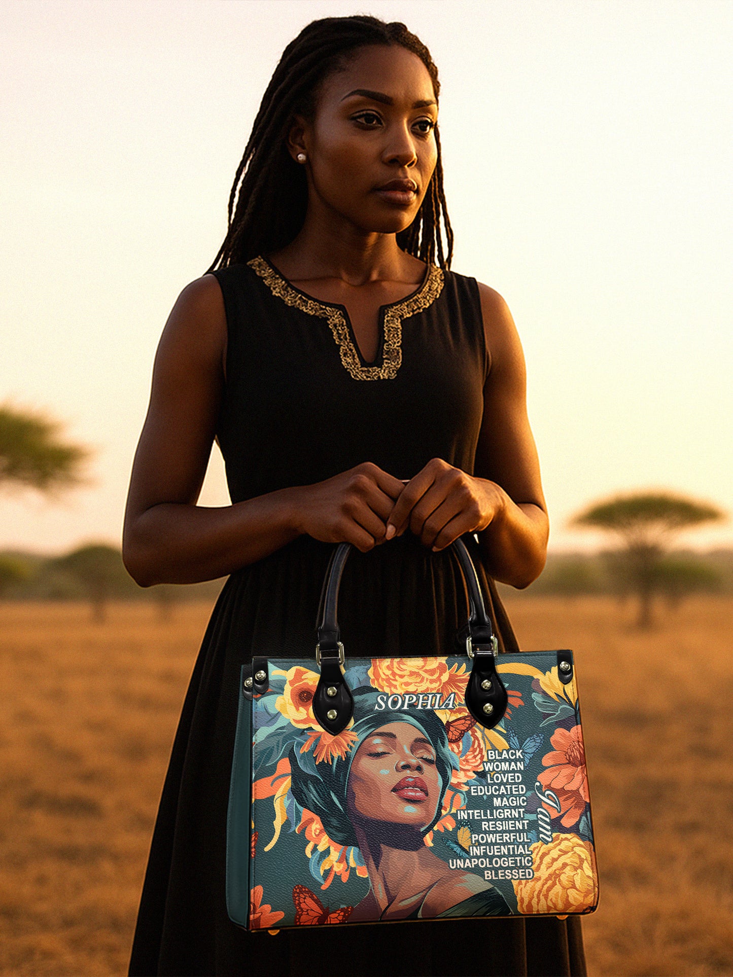 Melaniva Crowned Affirmation Leather Handbag