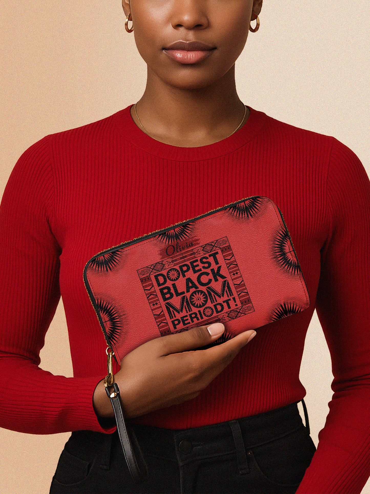 Melaniva Dope Mom Red Leather Wallet