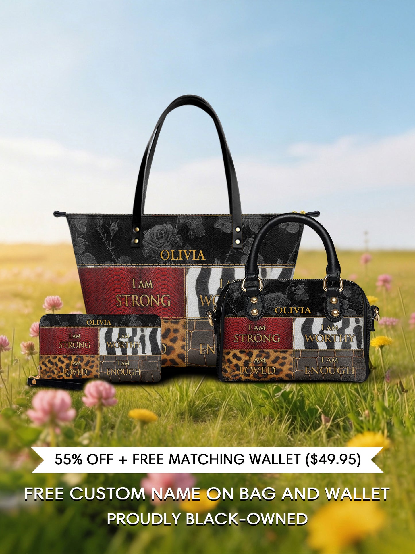 Melaniva "Patchwork of Power" Tote Bag The Perfect Trio - Melaniva