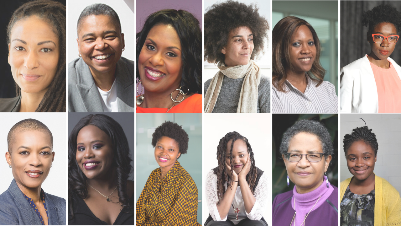 Grid of portraits of diverse women