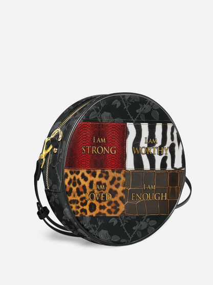 Melaniva Patchwork of Power Leather Circle Crossbody Bag