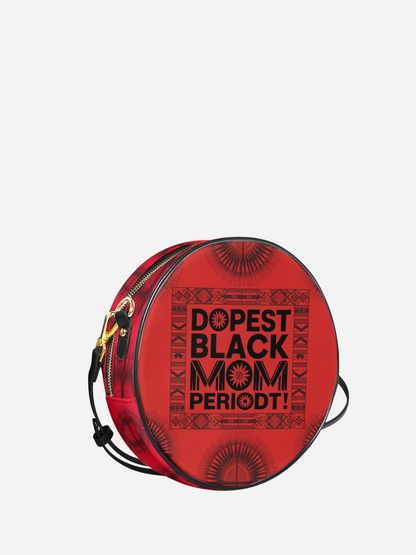 Melaniva Dope Mom Red Leather Circle Crossbody Bag