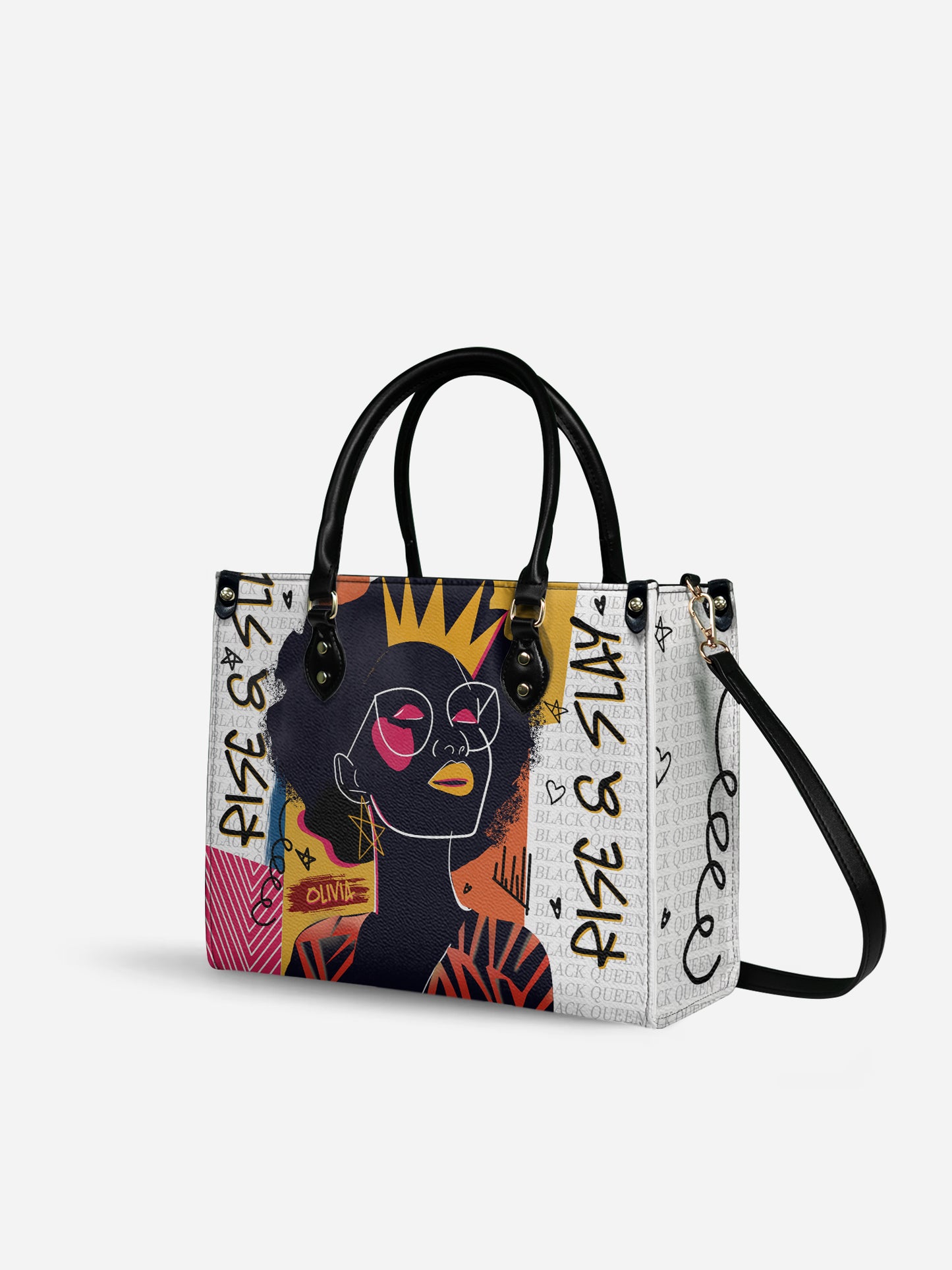 Melaniva Crowned Muse Satchel White Leather HandBag Deal (FREE WALLET)