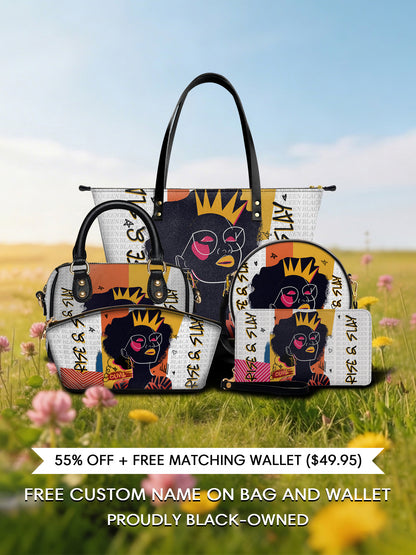 Melaniva "Crowned Muse White" Tote Bag The Lucky Bundle - Melaniva