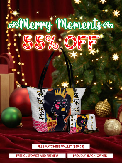 Melaniva Crowned Muse Satchel White Leather Tote Bag Deal (FREE WALLET)