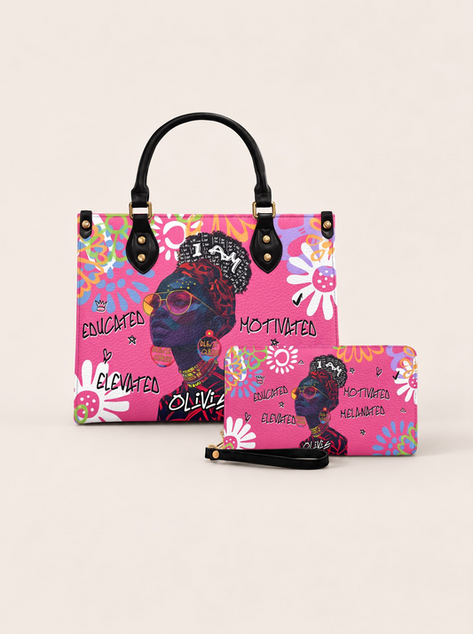Melaniva I Am Elevated Pink Leather Handbag Deal (FREE WALLET)