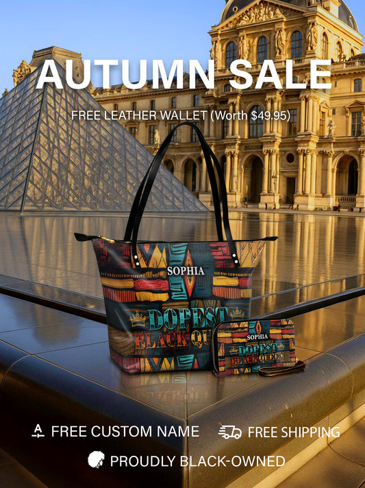 Melaniva Dopest Black Queen Leather Tote Bag Deal (FREE WALLET)