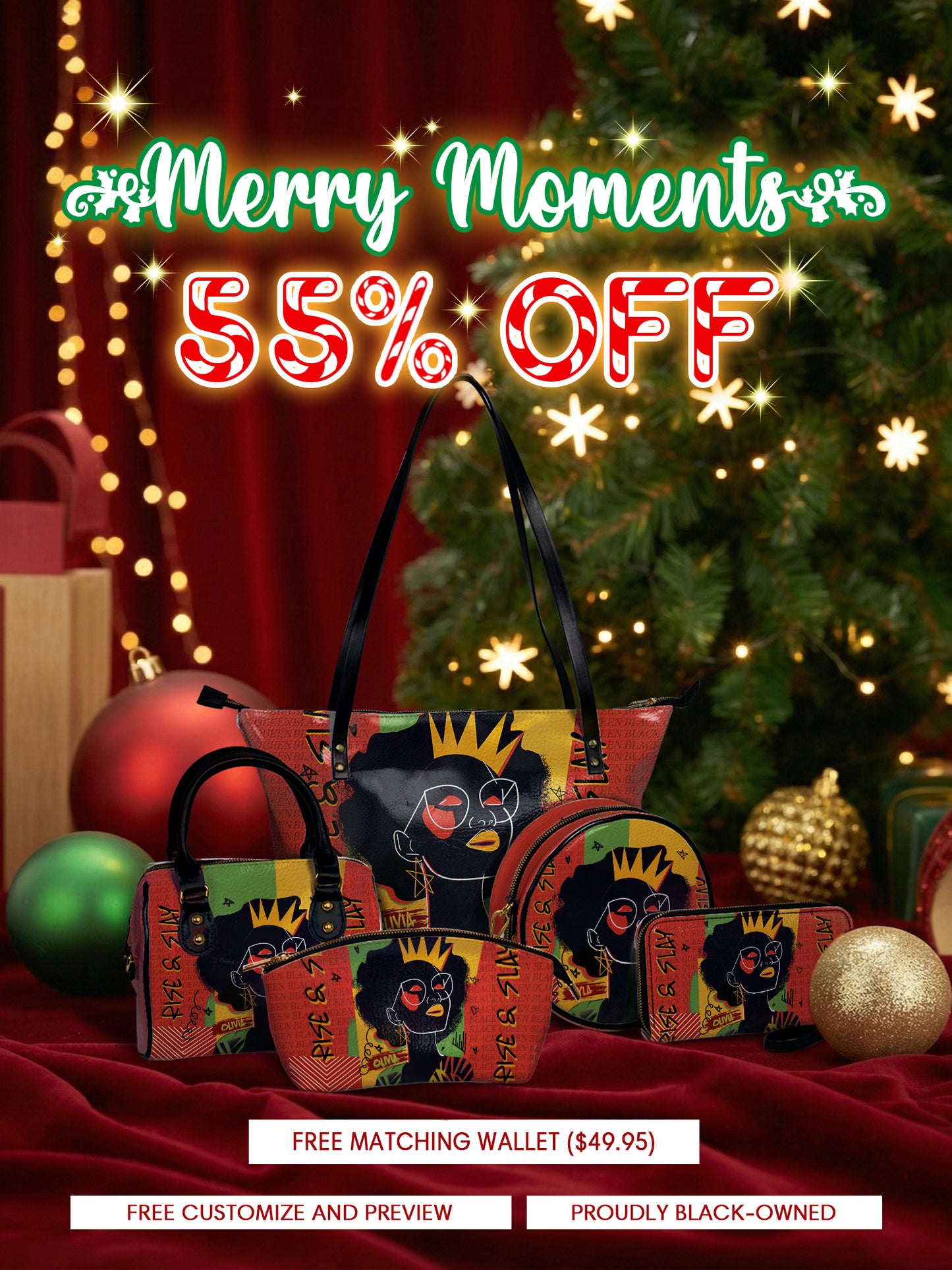 Melaniva "Crowned Muse Red" Tote Bag The Lucky Bundle