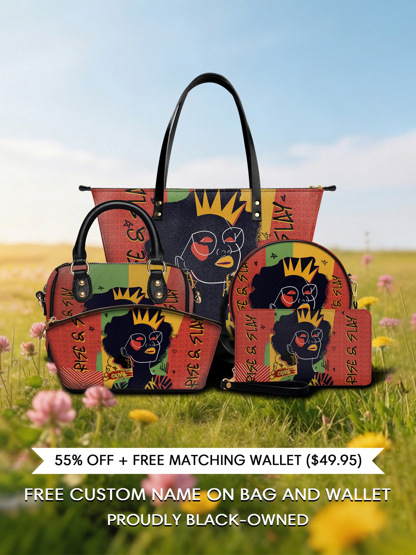 Melaniva "Crowned Muse Red" Tote Bag The Lucky Bundle - Melaniva
