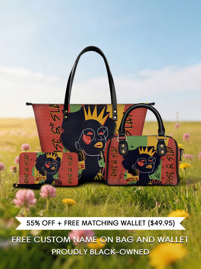 Melaniva "Crowned Muse Red" Tote Bag The Perfect Trio - Melaniva