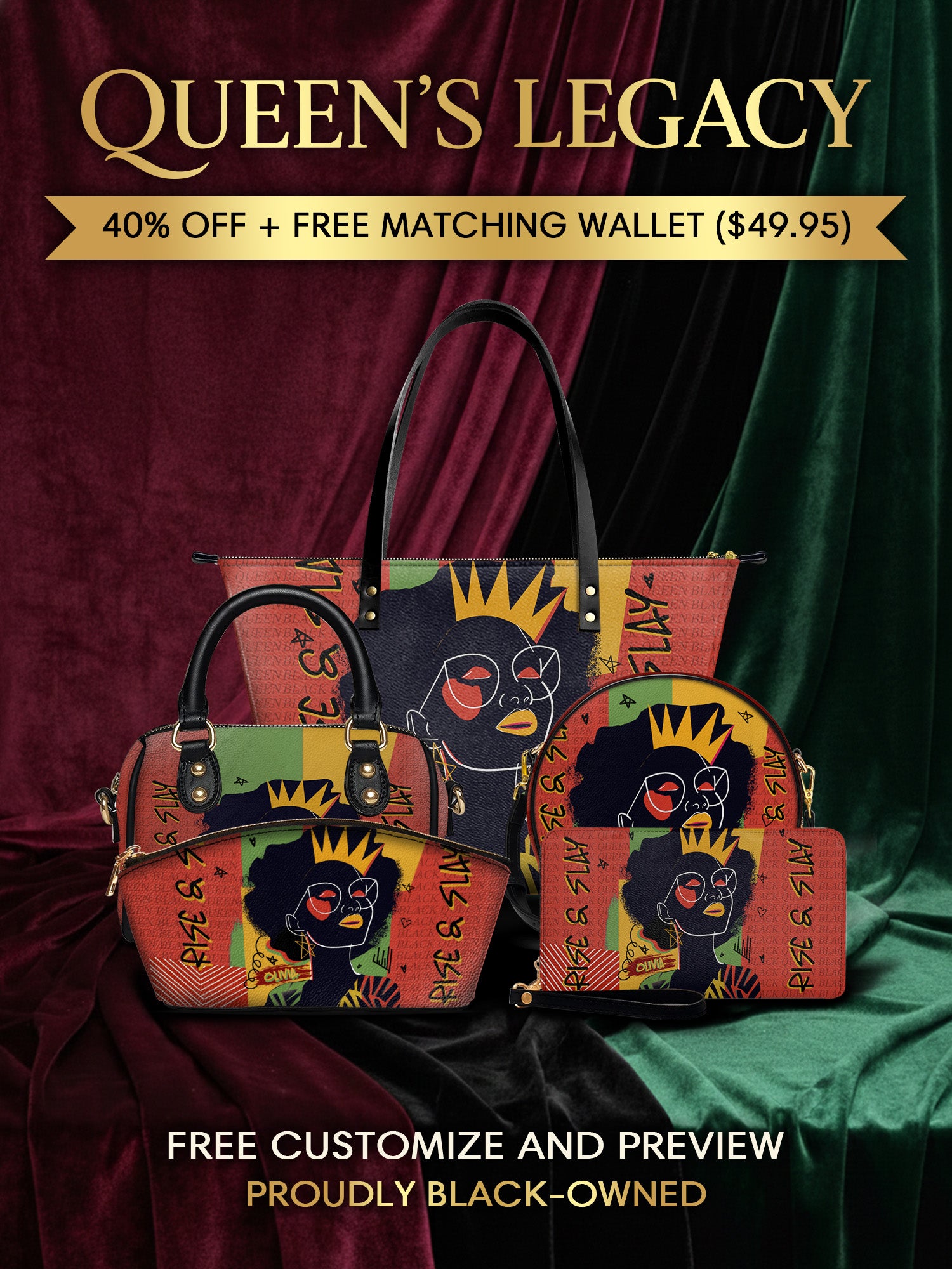 Melaniva "Crowned Muse Red" Tote Bag The Lucky Bundle - Melaniva