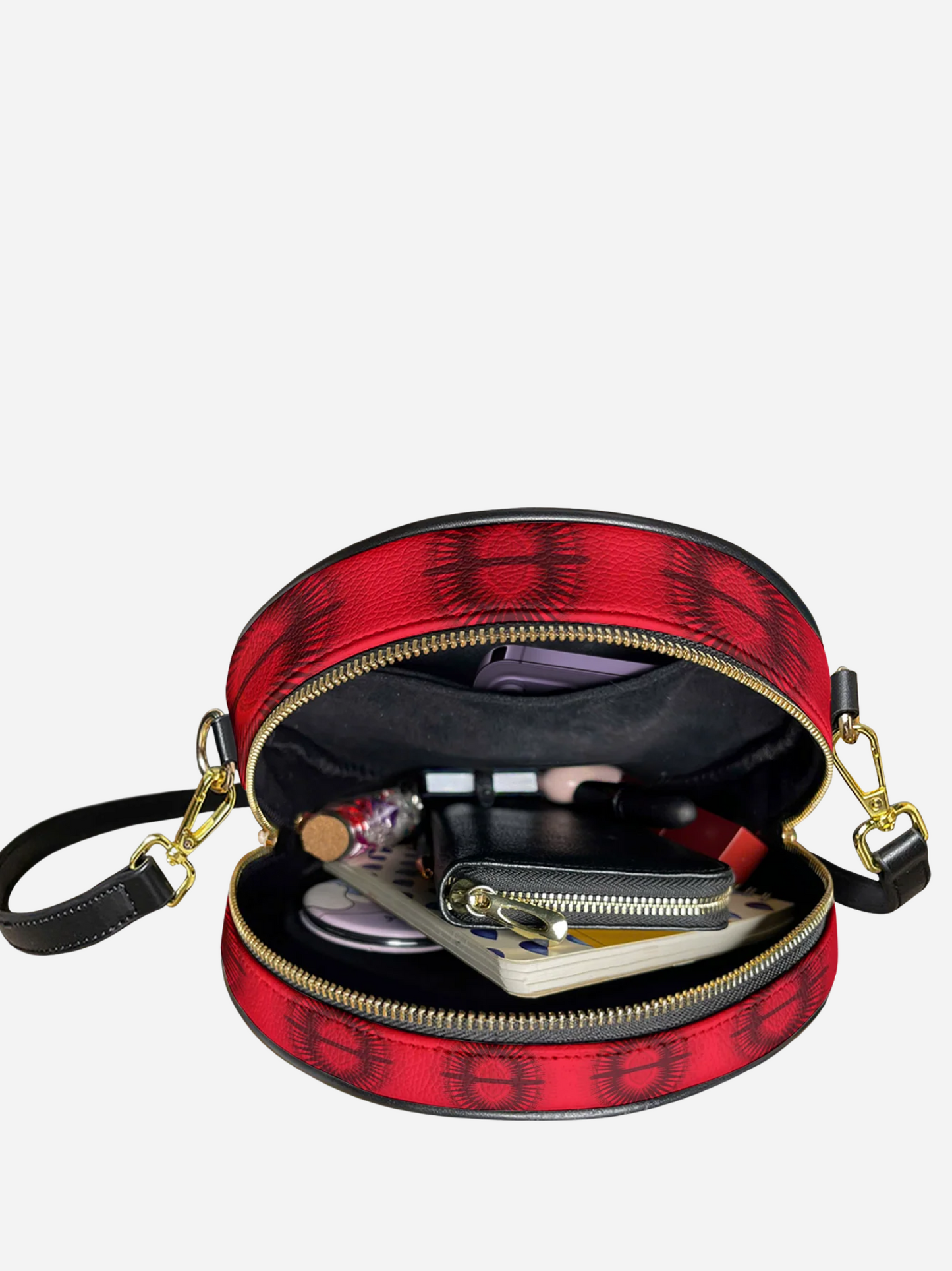 Melaniva Dope Mom Red Leather Circle Crossbody Bag