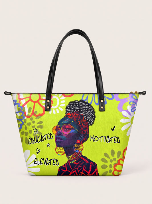 Melaniva I Am Elevated - Lemon Lime Leather Tote Bag Deal (FREE WALLET)