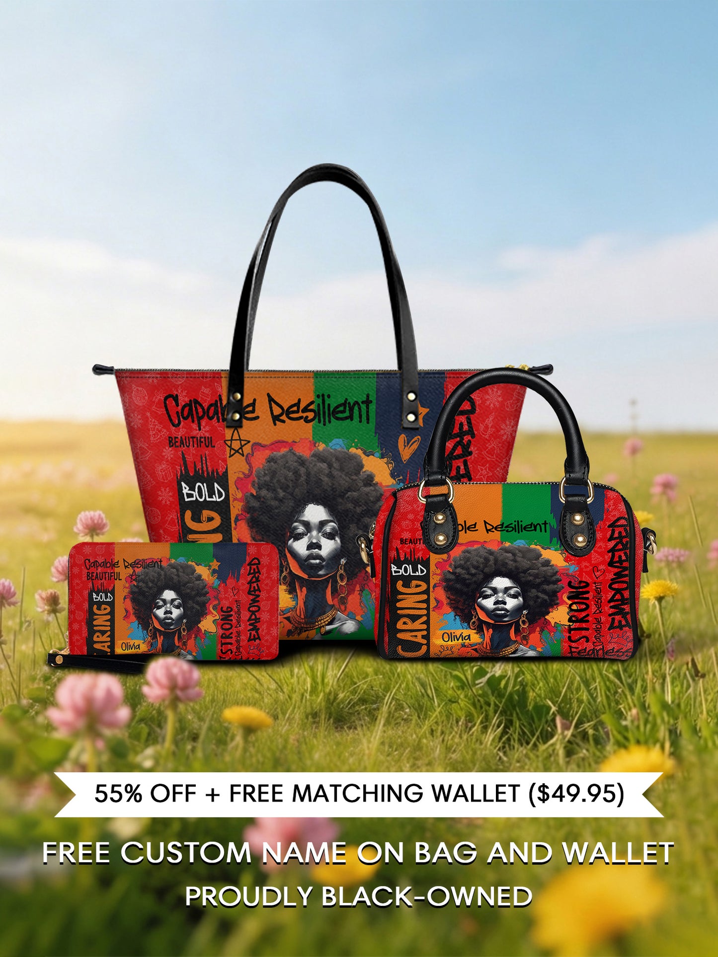 Melaniva "Shea Butter & Gold" Tote Bag The Perfect Trio - Melaniva