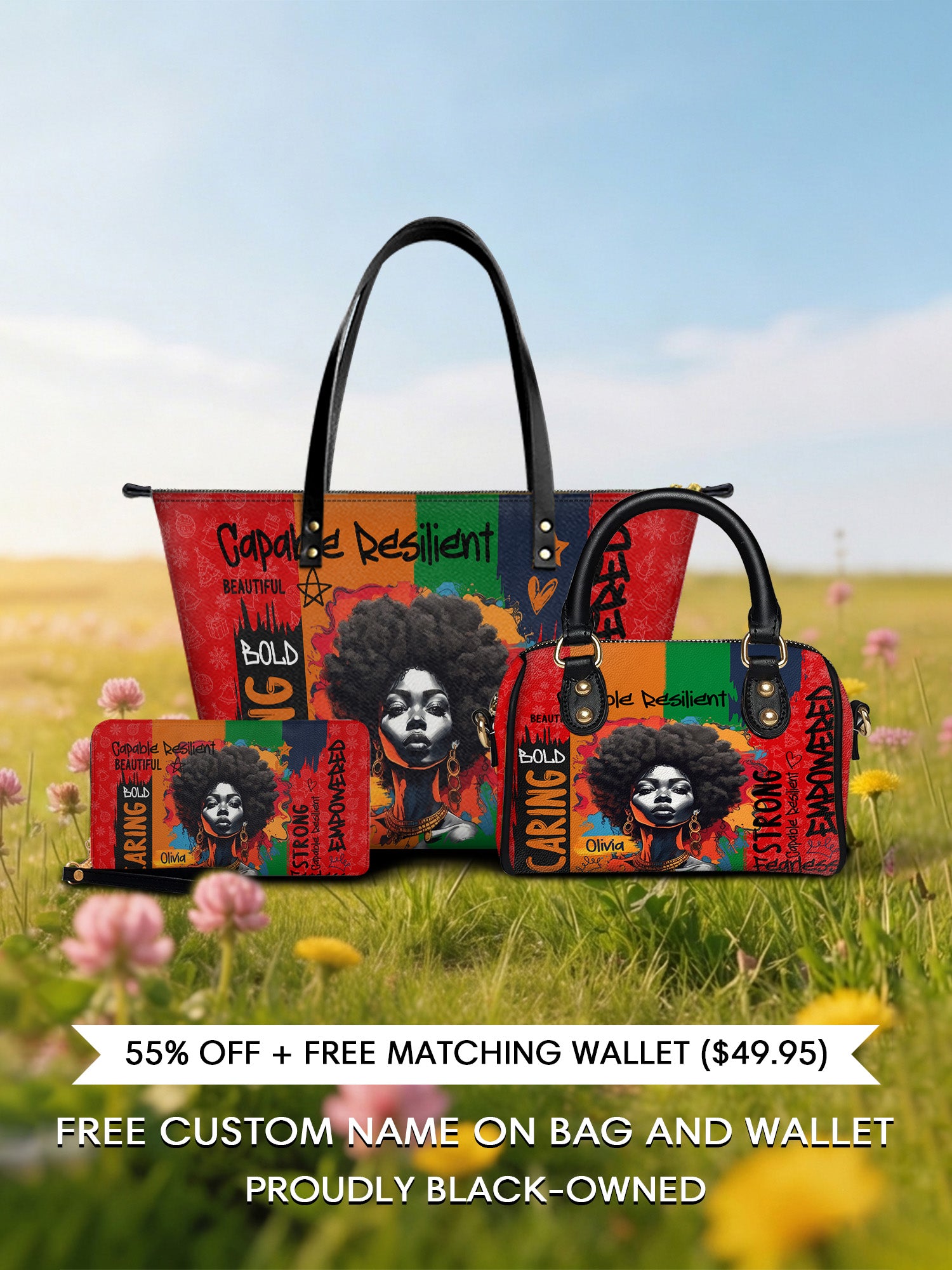 Melaniva "Shea Butter & Gold" Tote Bag The Perfect Trio - Melaniva