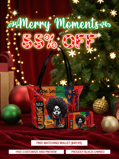 Melaniva Shea Butter and Gold Leather Tote Bag Deal