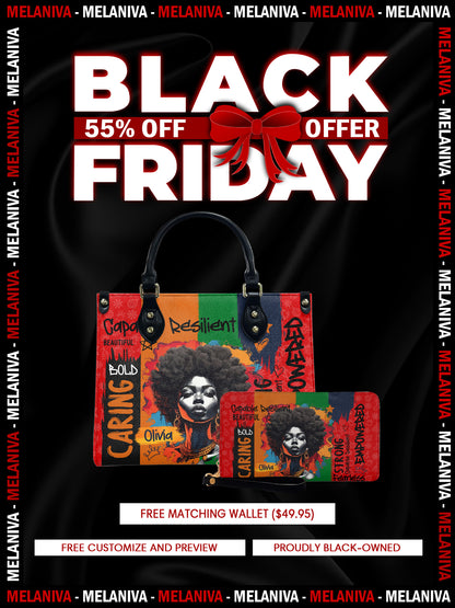 Melaniva Shea Butter & Gold Leather Handbag Deal