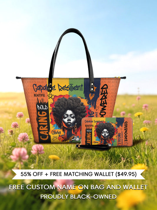 Melaniva Empowered Essence Orange Leather Tote Bag Deal - Melaniva