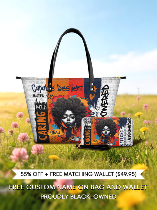 Melaniva Empowered Essence Leather Tote Bag Deal (FREE WALLET) - Melaniva