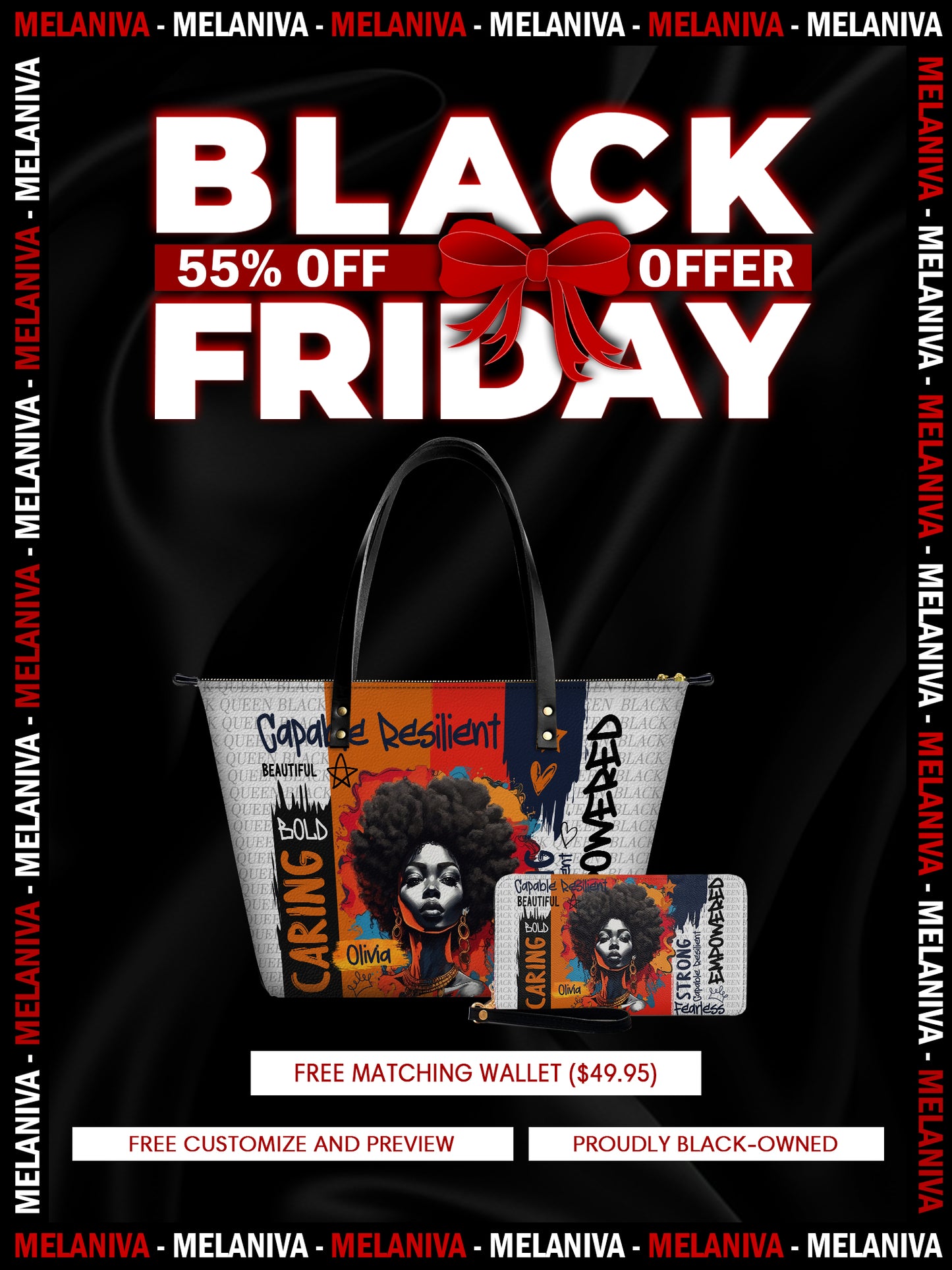 Melaniva Empowered Essence Leather Tote Bag Deal (FREE WALLET)