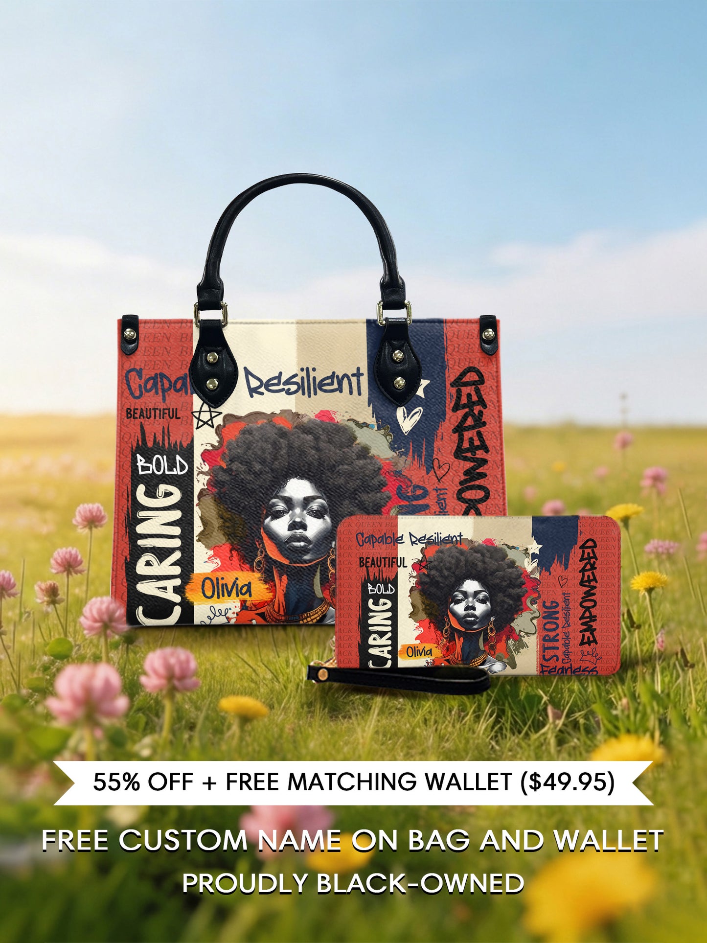 Melaniva "Bold Afro Power" Leather Handbag Deal - Melaniva