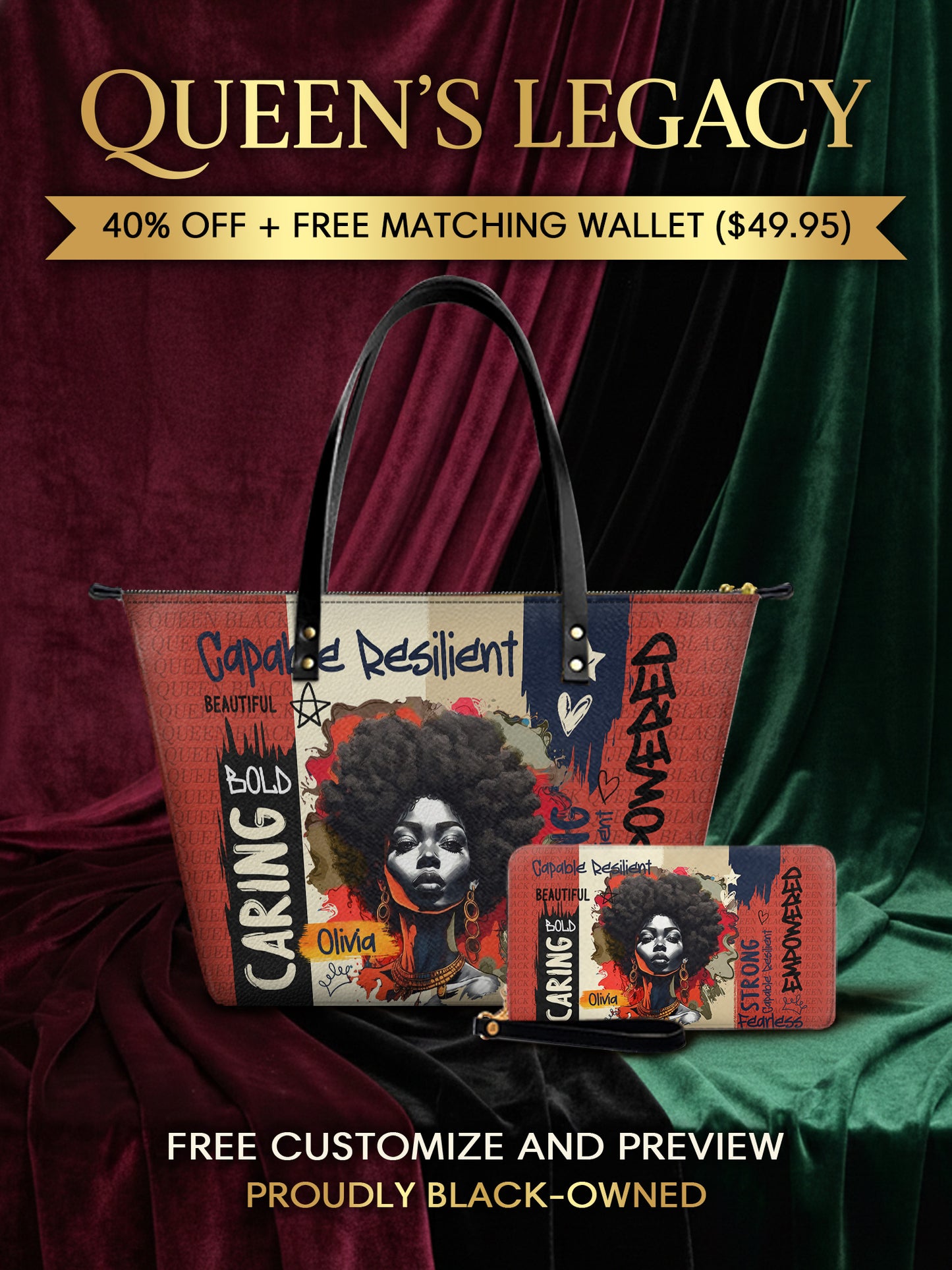 Melaniva "Bold Afro Power" Leather Totebag Deal - Melaniva
