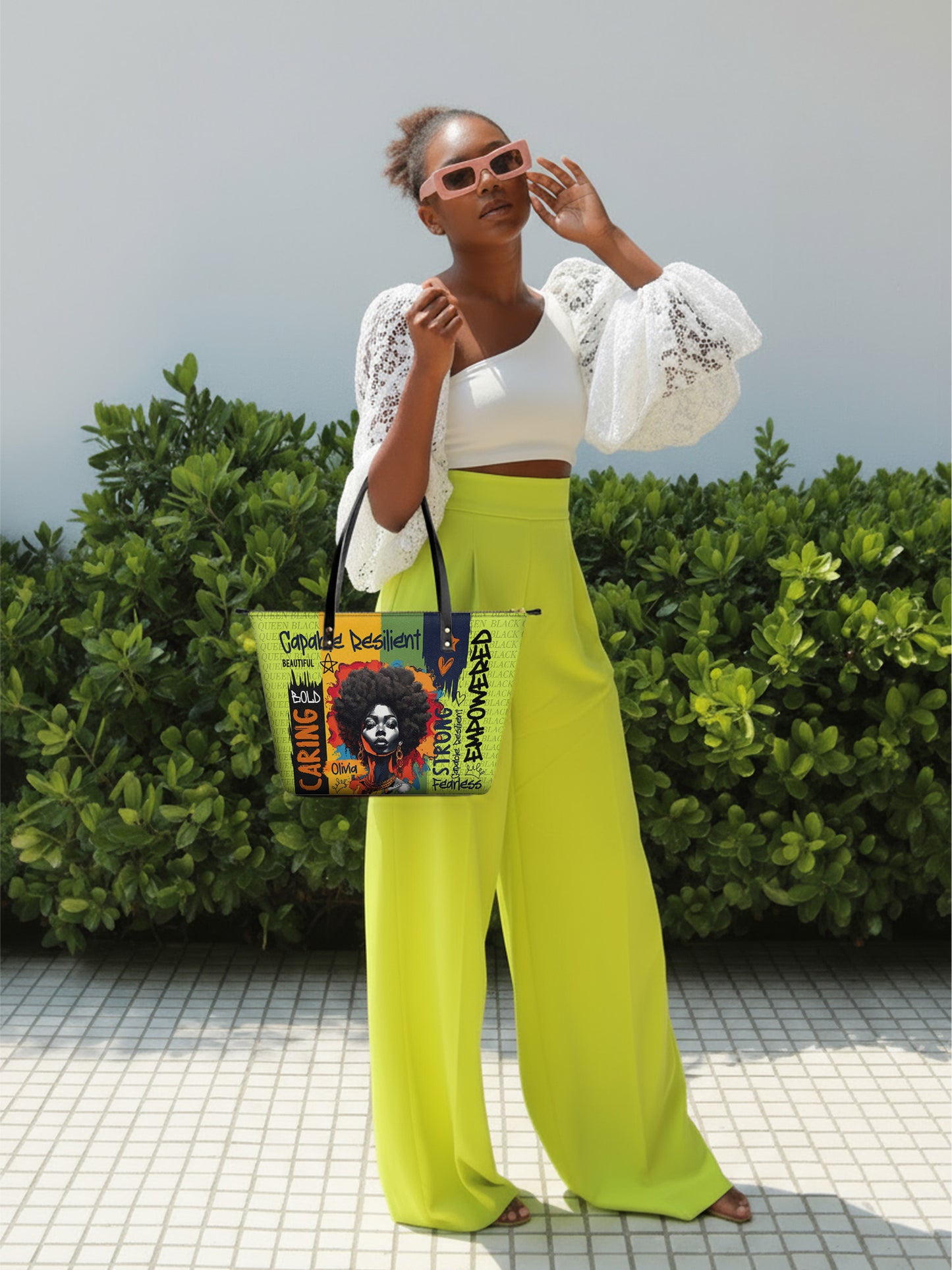 Melaniva Empowered Essence Lemon Lime Leather Tote Bag Deal