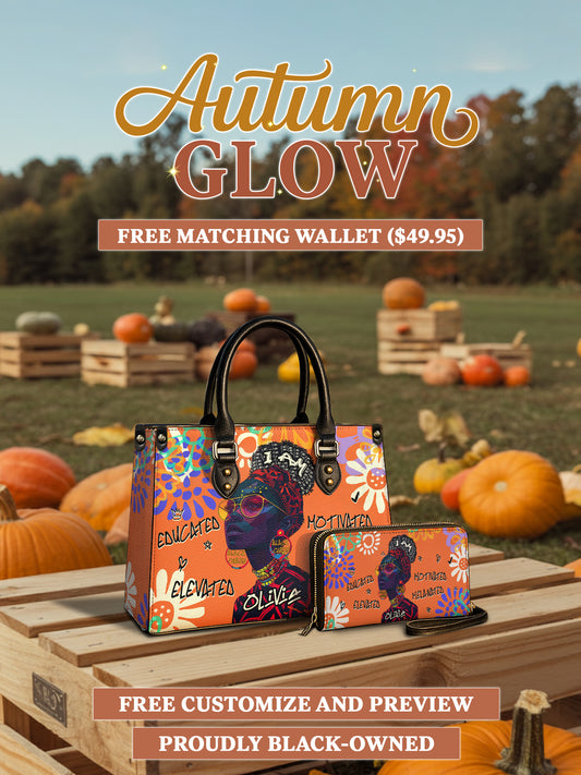 Melaniva I Am Elevated Orange Leather Handbag Deal (FREE WALLET)