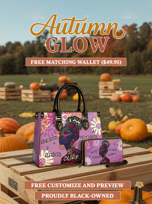 Melaniva I Am Elevated Purple Leather Handbag Deal (FREE WALLET)