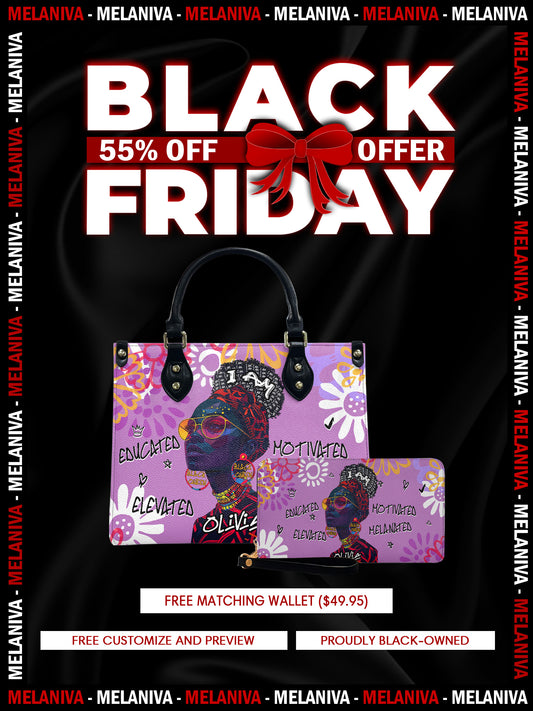 Melaniva I Am Elevated Purple Leather Handbag Deal (FREE WALLET)