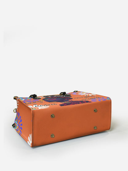 Melaniva I Am Elevated Orange Leather Handbag Deal (FREE WALLET)