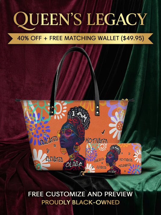 Melaniva I Am Elevated Orange Leather Tote Bag Deal (FREE WALLET) - Melaniva