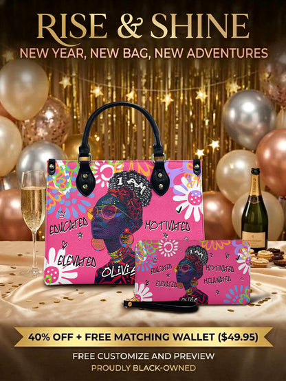 Melaniva I Am Elevated Pink Leather Handbag Deal (FREE WALLET)