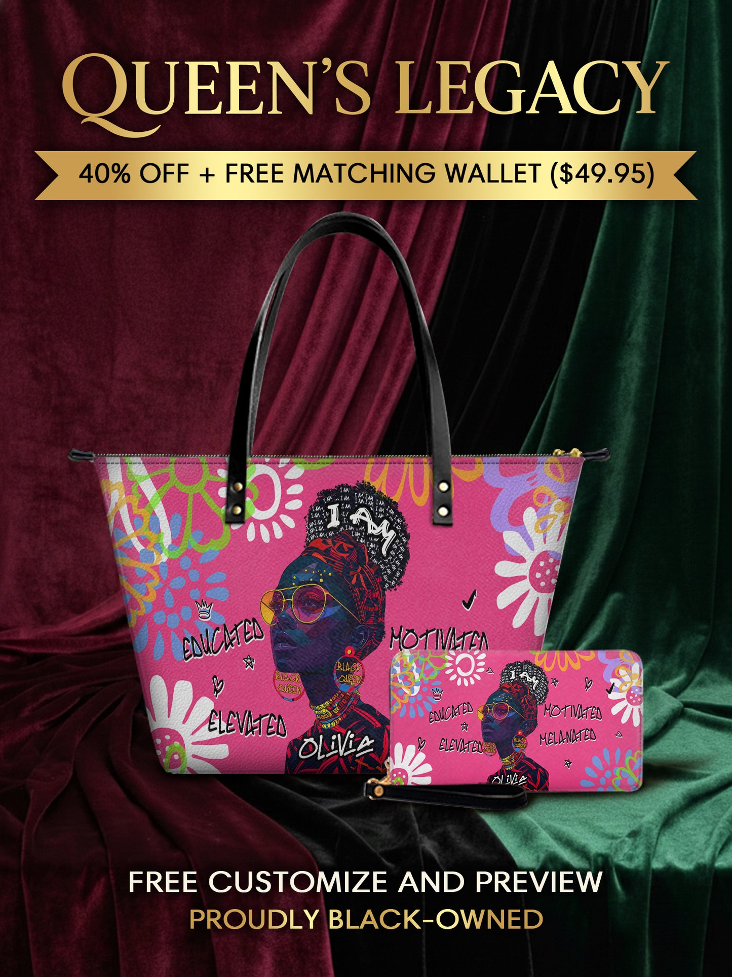 Melaniva I Am Elevated Pink Leather Tote Bag Deal (FREE WALLET) - Melaniva