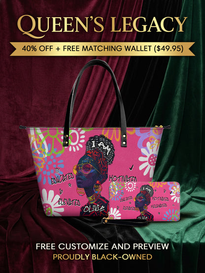 Melaniva I Am Elevated Pink Leather Tote Bag Deal (FREE WALLET) - Melaniva